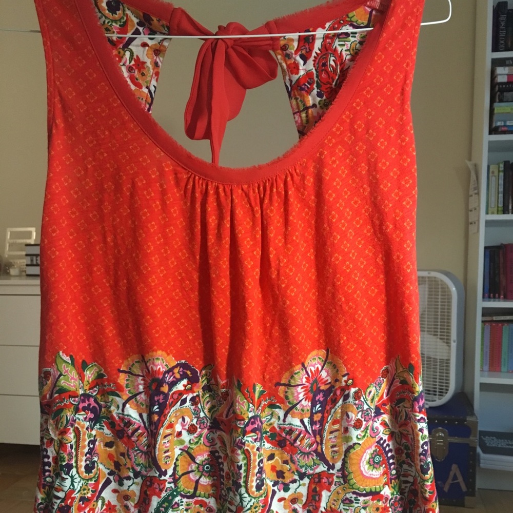 Akemi & Kin Orange Tie Back Tank Top Medium